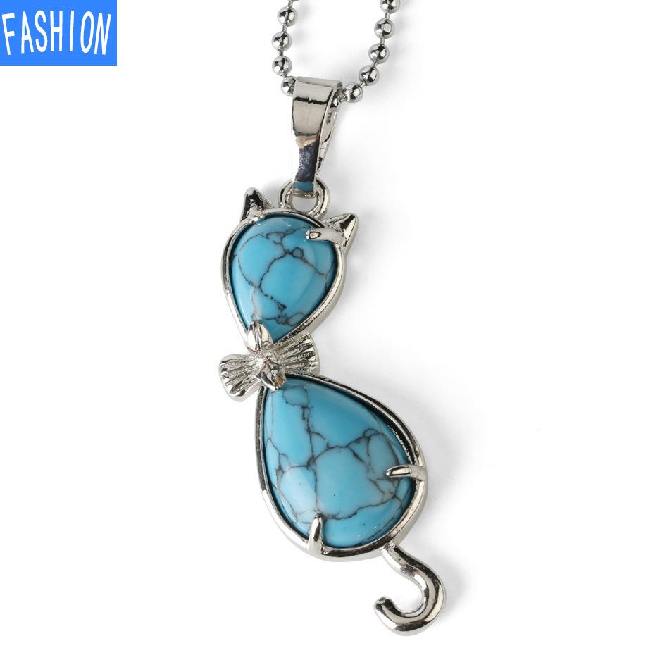 Европейская и американская личность, ожерелье с аметистом, животное, кошка, абстрактная инкрустация, подвеска из натурального камня