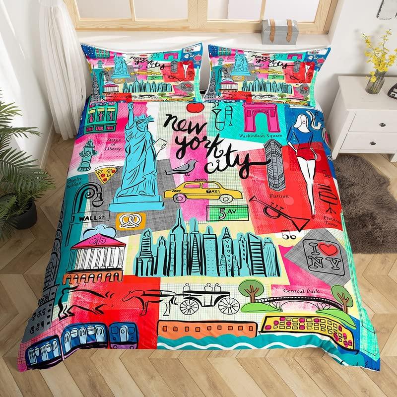 Paris Eiffel Tower Bedding Set Historical Scenery Duvet Cover Famous City Scene Comforter Cover Modern Cityscape Quilt Cover