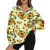 Women's Casual Fashion Long Sleeve  Print Oversize Zip Sweatshirt Top