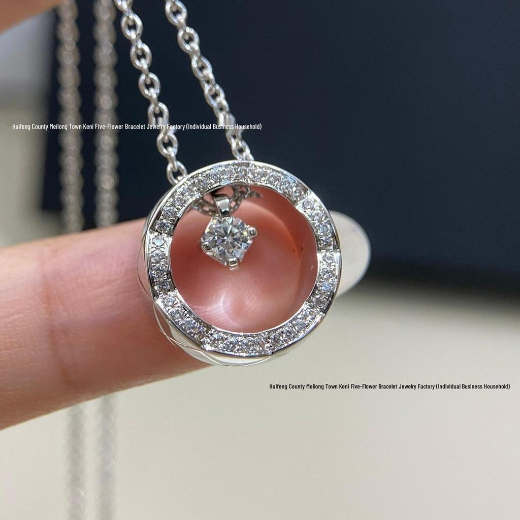 18k Gold Ice Moon & Bean Pendant Necklace Set with Diamond Pattern Choker