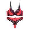 Sexy Bra Cover Color Collision Design Hollow Lace Embroidery Hotsweet Women's Lingerie Set Underwear+G-string