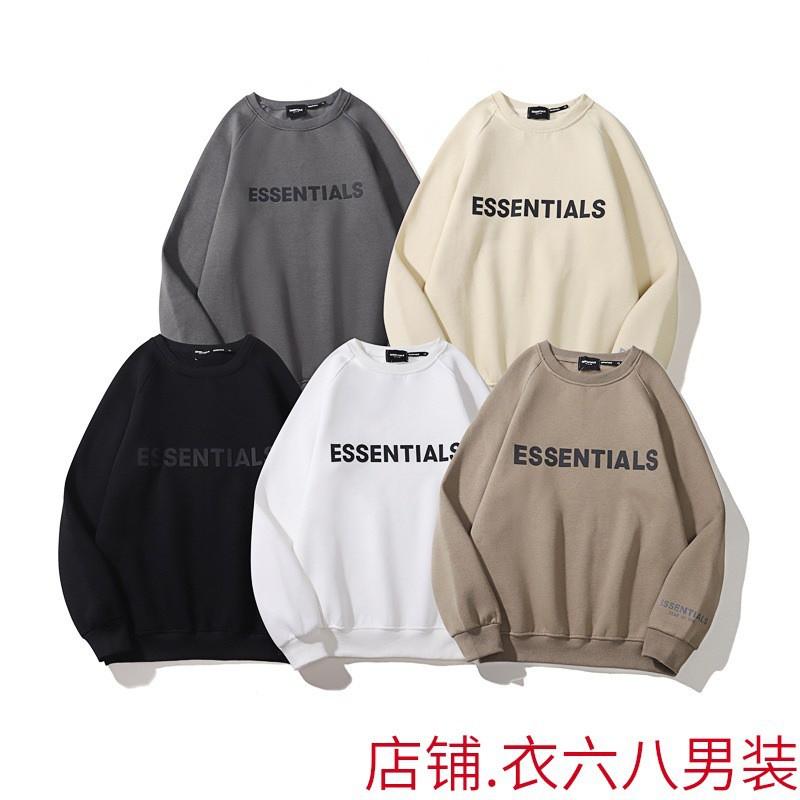 Classic Print Hoodie Mens Loose Fit Crewneck Cotton Sweatshirt Casual Wear