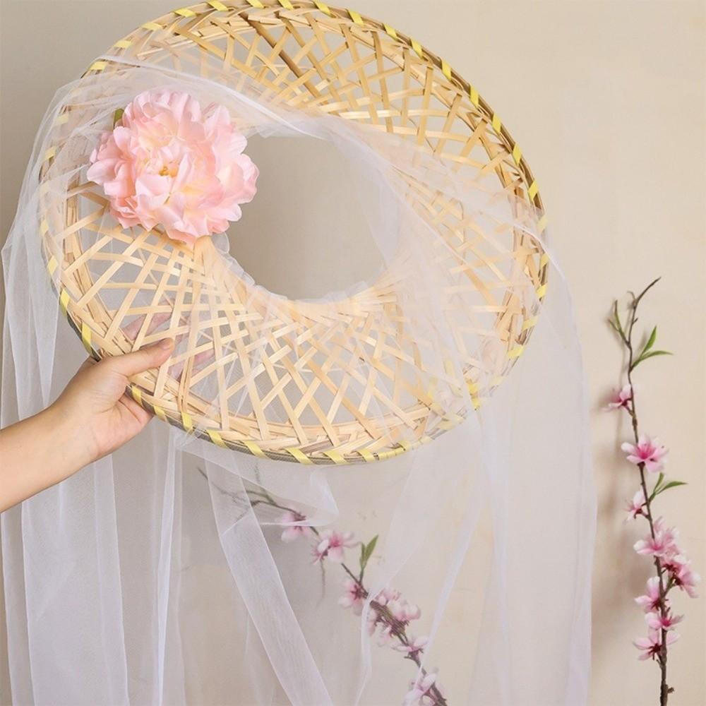 Mesh Tassel Bamboo Veil Hat Retro Style Cosplay Headdress New Hanfu Accessories Photography Prop