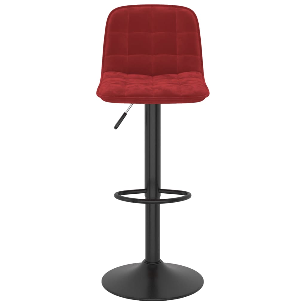 Bar Stool Set of 2 Wine Red Velvet