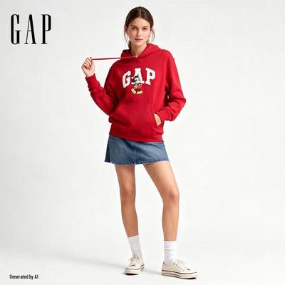 Gap Унисекс Толстовка с капюшоном и мультяшным логотипом из флиса