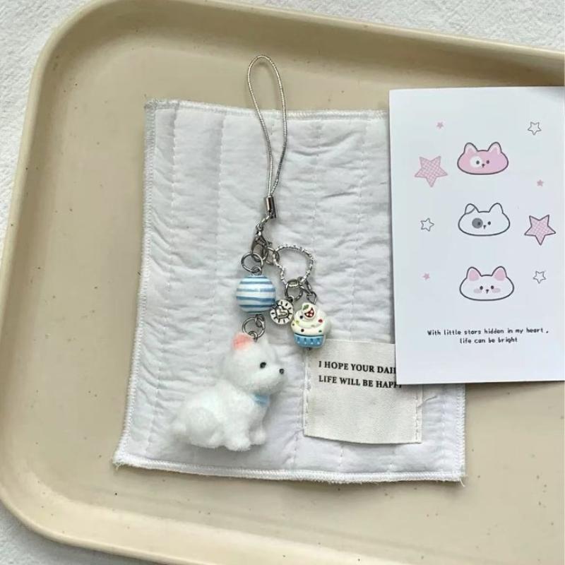 Мультяшный флокированный брелок-подвеска в виде собаки-копилки для женщин, девочек, милая подвеска для сумки, кавайная цепочка для мобильного телефона, подарки