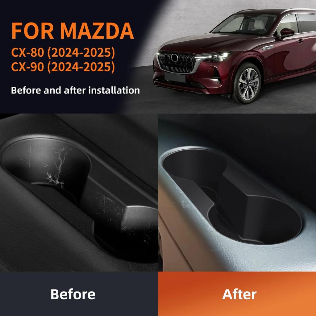 Rear Row Cup Holder Insert For Mazda CX-80 90 2024-2025 Anti-Scratch Wear Resistant Functional Interior Modification Accessories