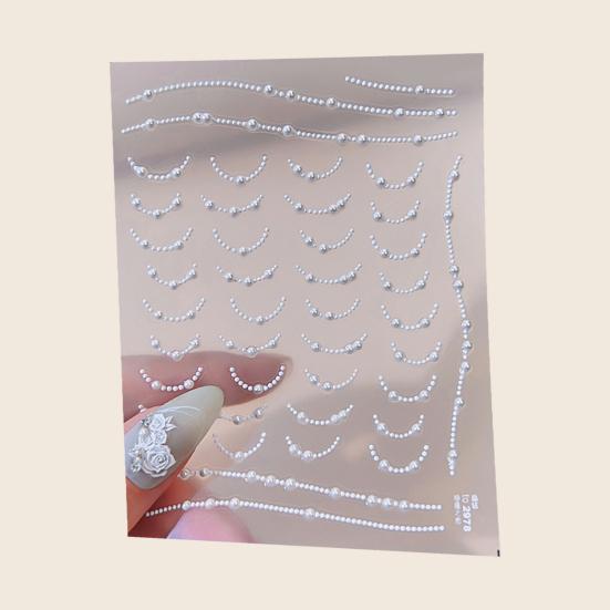 Наклейка на ногти Rose с французским искусственным жемчугом в стиле арт-стиль, самоклеящаяся ПВХ, водонепроницаемая, сделай сам, съемная, рельефная