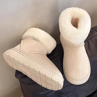 Женские зимние теплые меховые ботинки большого размера на мягкой подошве, утепленные подкладкой, ботильоны до щиколотки, нескользящие, для пеших прогулок, повседневные, спортивные, хлопковые ботинки