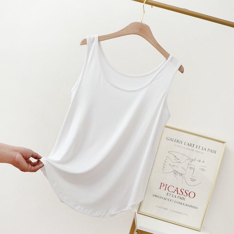 Майки из модала с круглым вырезом от XL до 6XL, летняя женская майка, тонкая свободная футболка без рукавов, однотонная футболка, большой размер