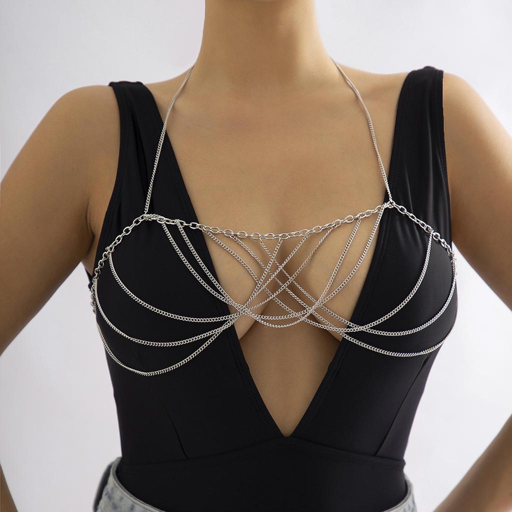 Sexy Simple Tassel Chain Chest Chain Bikini Necklace Exaggerated Fashion Body Chain Women