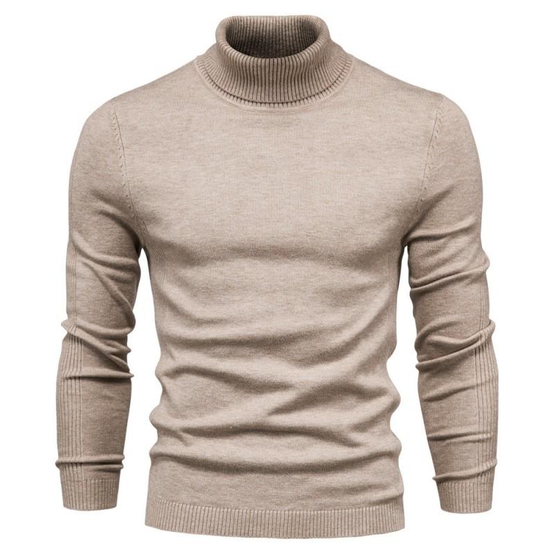 Mens Turtleneck Knit Sweater Casual Long Sleeve Pullover Fall Winter Slim Fit