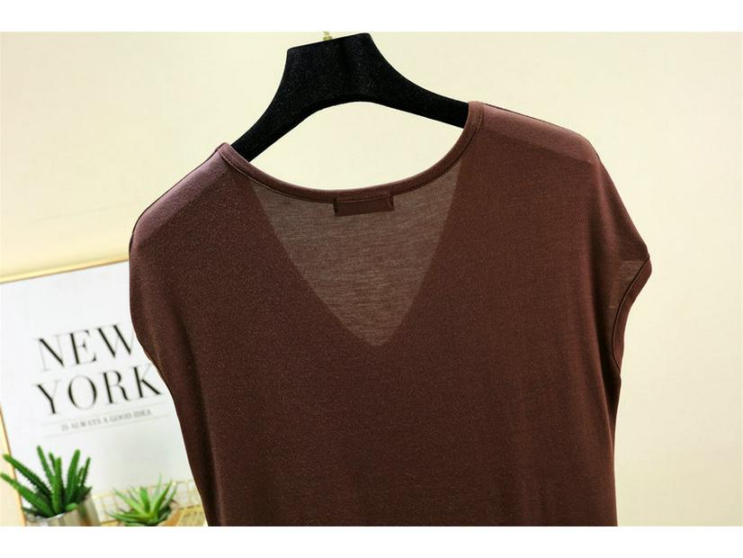 Women's Plus Size V-Neck Modal Tank Top - 2024 Summer Casual Solid Color, Sleeveless and Loose Fit