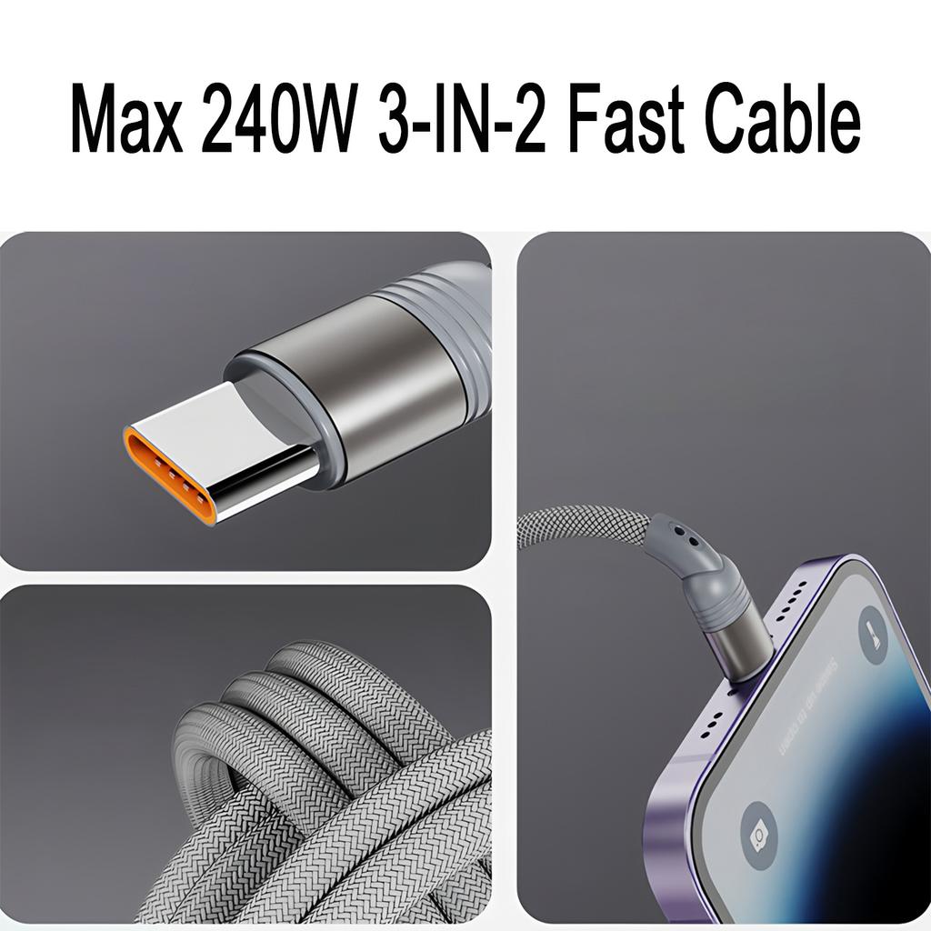 Зарядный кабель 1,2 м 3 в 1 USB Type C Многопортовый Micro кабель Для iPhone 15 14 13 12 Samsung Galaxy Xiaomi Redmi