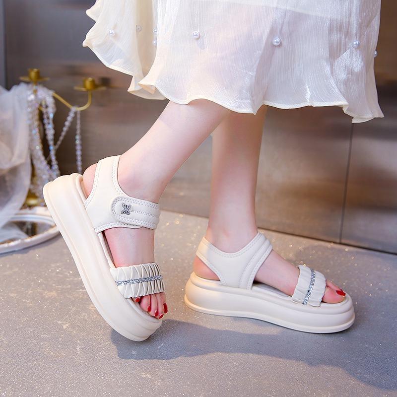 Модные летние женские сандалии 2025 Платформа Римские сандалии Уличные Противоскользящие Повышающие рост Пляжные сандалии Вечеринка Повседневные Сандалии для женщин