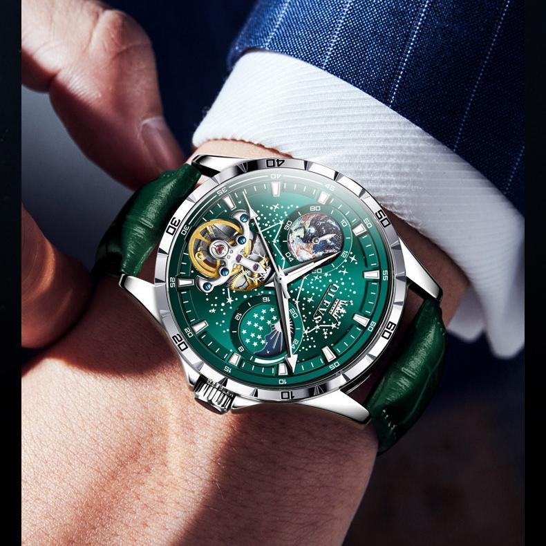 OLEVS Brand Watches Fashion Star Mechanical Watch Men Business Hollow Waterproof Men's Watch Men
