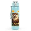 1PC Sunflower Otter Cartoon 750ml Color Plastic Sports Water Bottle Leakproof Flip Straw Lid Suitable for Sports Office Home Use