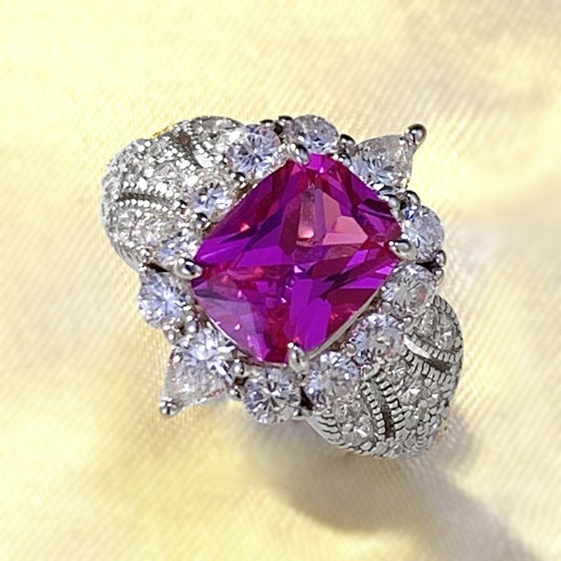 Xiancan Jewelry 2023 Pink Moissanite Silver Ring - Niche Light Luxury Style