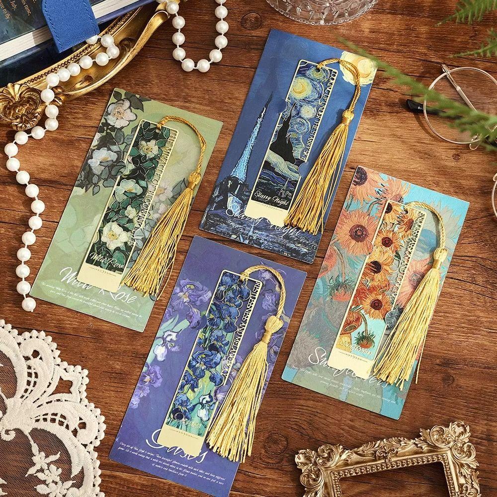 Painting Flower Metal Bookmark Hollow Literary Flower Pagination Mark  Student Gift
