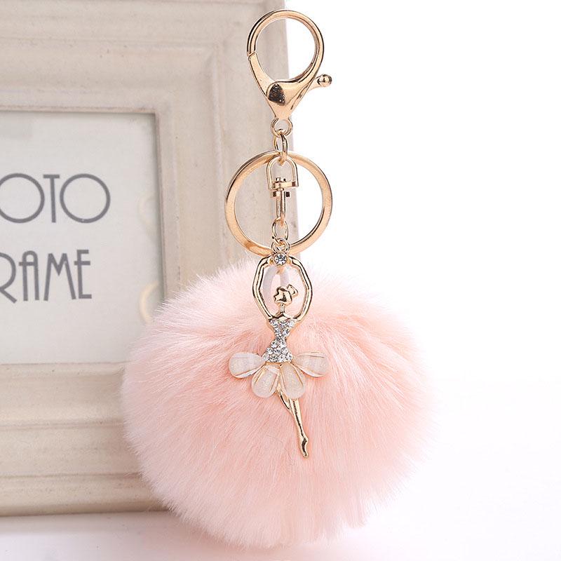 Высококачественный брелок для ключей для женщин, сумка, танцующий ангел, пушистый помпон, брелок, популярный балерина, девушка, брелки, ювелирные изделия, подвеска для автомобиля, аксессуары