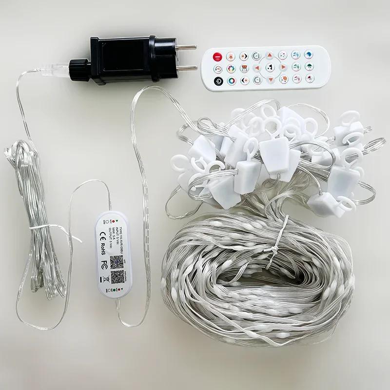 Светодиодные интеллектуальные RGB-занавески с подсветкой Bluetooth-приложение для управления, гирлянда, сделай сам, дисплей для фотографий, вечеринка, свадьба, декор для садовой вечеринки