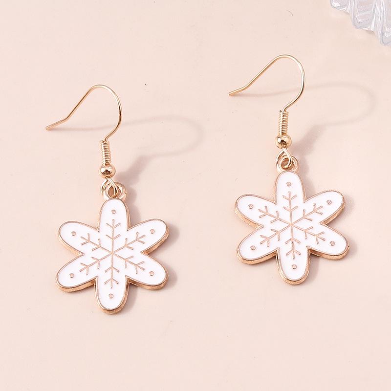 Рождественские серьги-снежинки с лосем и Сантой с характером