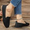 Fashion Spring Autumn Casual Shoes for Women Slip-on Pump Knit Single Flat Shoes Breathable Round Toe Ladies Cloth Loafers Large Sized