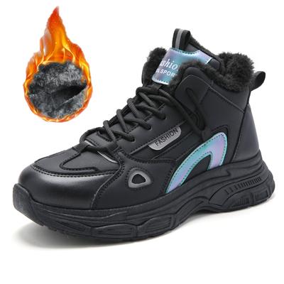 36-43 Зимние женские большие модные высокие плюшевые хлопковые спортивные туфли в стиле папа, теплые женские короткие ботинки