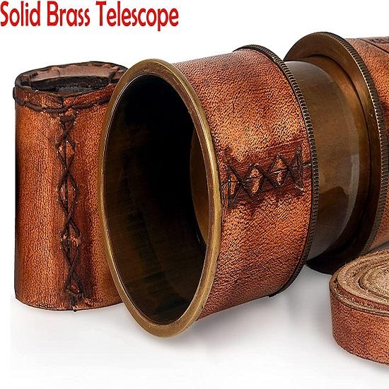 Античная декоративная подзорная труба, Пиратский телескоп в кожаном футляре, Монокулярный морской декор для подарков, Путешественники, Кельвин Хьюз Лондон,