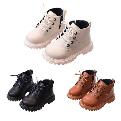 Осенне-зимние короткие сапоги для мальчиков и девочек, нескользящая водонепроницаемая прочная обувь с боковой молнией
