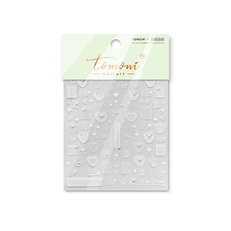 Bright Crystal Lace Love Nail Art Sticker DIY Making Creative Decorative Stickers