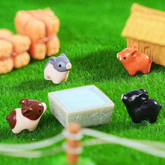 Yousheng 6 шт. Миниатюрная фигурка свиньи из смолы, украшение в виде свиньи, декор для кашпо, мультяшная статуэтка мини-свиньи для мха, микроландшафт, садовые аксессуары для фей