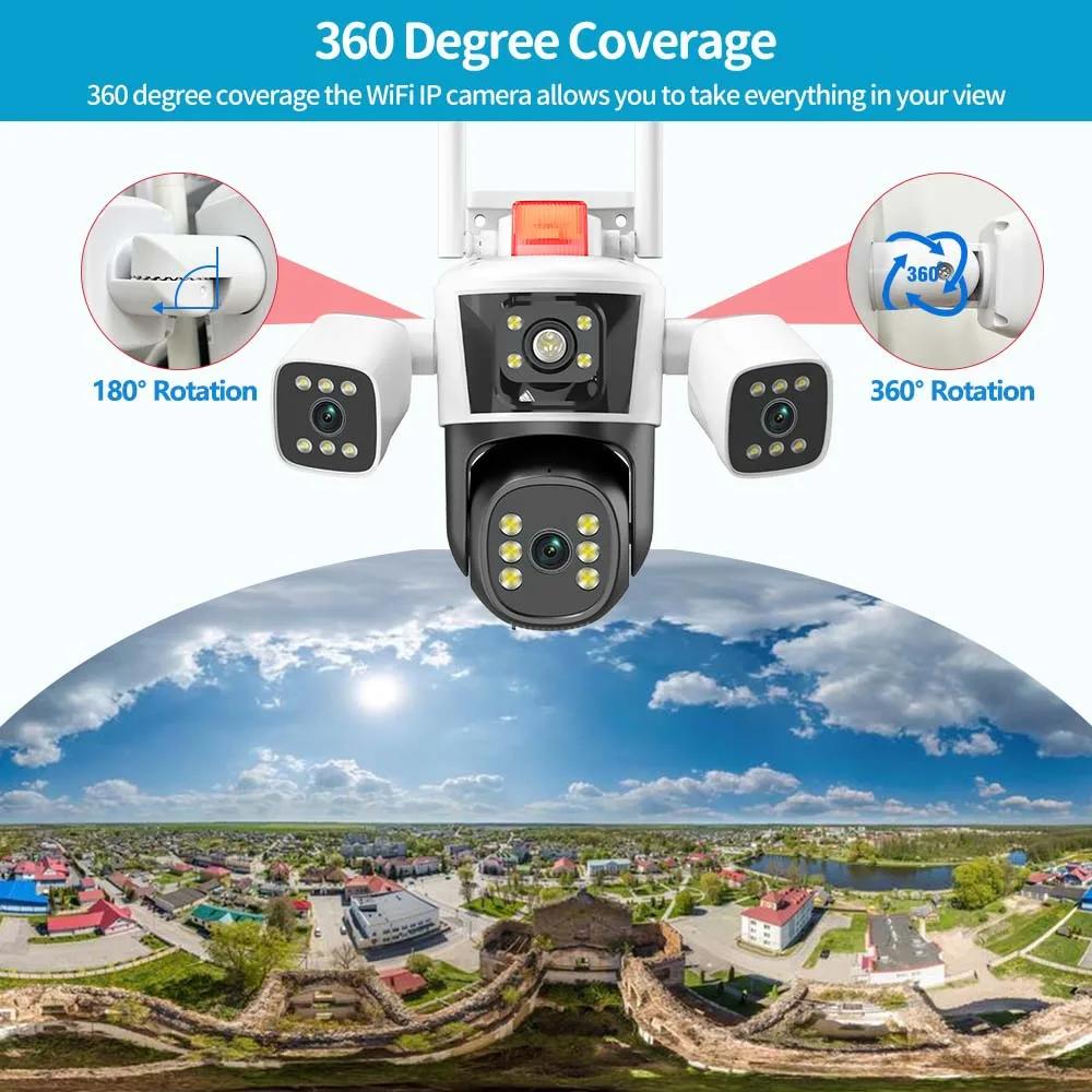 LS VISION EU 6K 12MP WiFi IP 3 Camera Outdoor Three Lens Panoramic View PTZ IP Camera AI Tracking Security Protection CCTV Video Surveillance