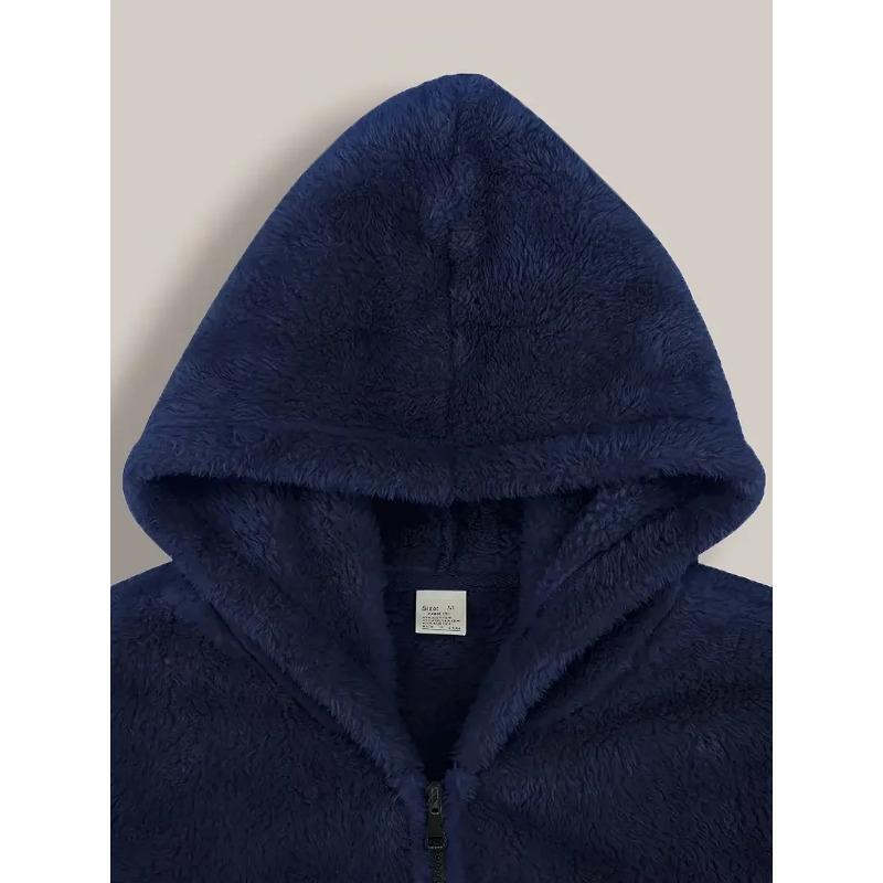Men's Coral Fleece Jacket Hoodie Thickened Autumn Winter Warm Zipper Hooded New Arrival Comfortable Sweatshirt