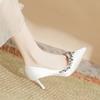 New Pointed Stiletto Shoes Large Size Plus Wide Pearl Women's High Heels Wedding Shoes Bridesmaid Shoes Rhinestone Fashion