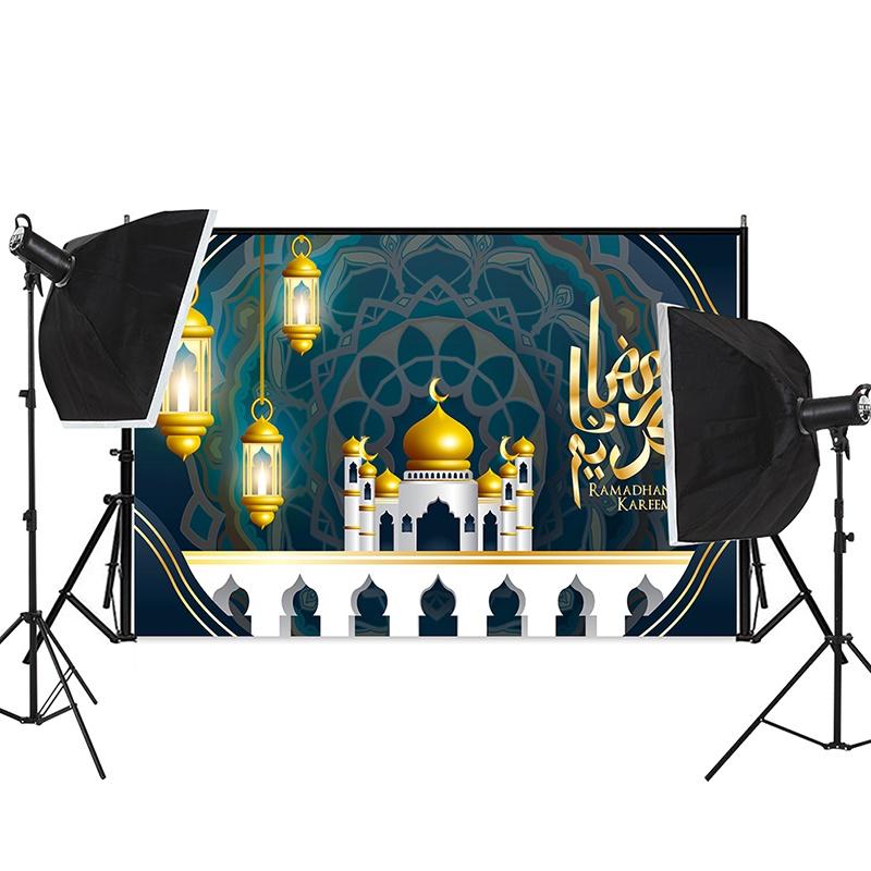 Фоны для Ид аль-Фитр Мечеть Луна Мусульманский Рамадан Карим Исламский Фестиваль Портретный Фотофон для Фотографических Реквизитов