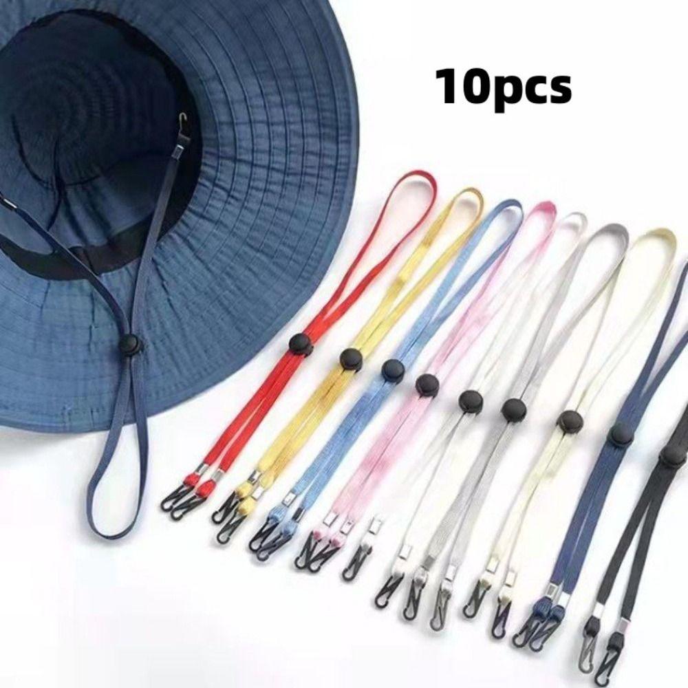 10pcs 70cm Hat Chin Cord Anti-lost Adjusting Rope New Windproof Hat Strap Sun Hat