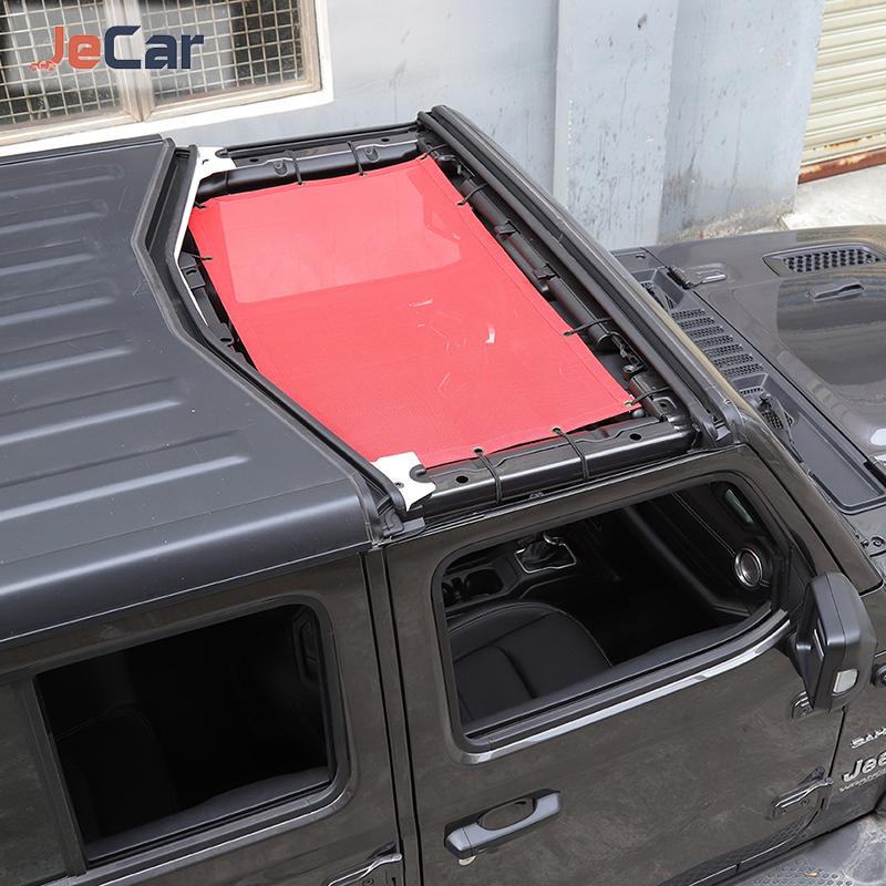 JeCar Car Sunshade Front Roof Top Mesh Insulation Net Protection For Jeep Wrangler JL Gladiator JT 2018 up Exterior Accessories