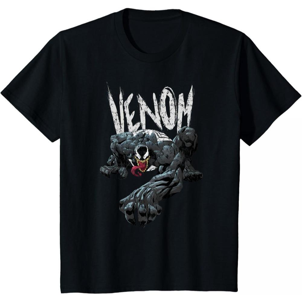 Venom Marvel TShirt Unisex Short Sleeve Distressed Vintage Style Premium Cotton Loose Fit Crew Neck Street Top for Men