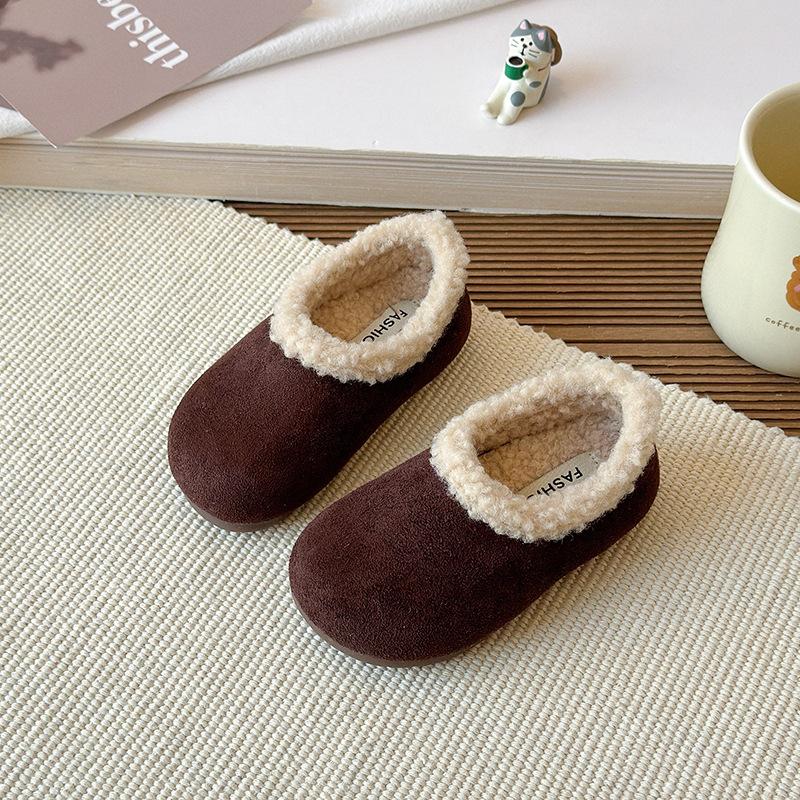 Children's fleece-lined thickened cotton shoes, new autumn and winter models, boys' Boken cotton shoes for small, medium, and large children, girls'