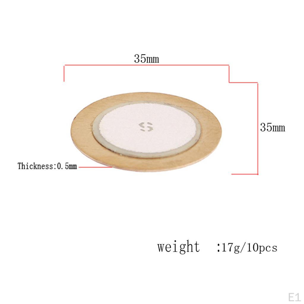 10 Pieces Piezo Elements Sounder Sensor Trigger Drum Disc DIY 35mm Copper