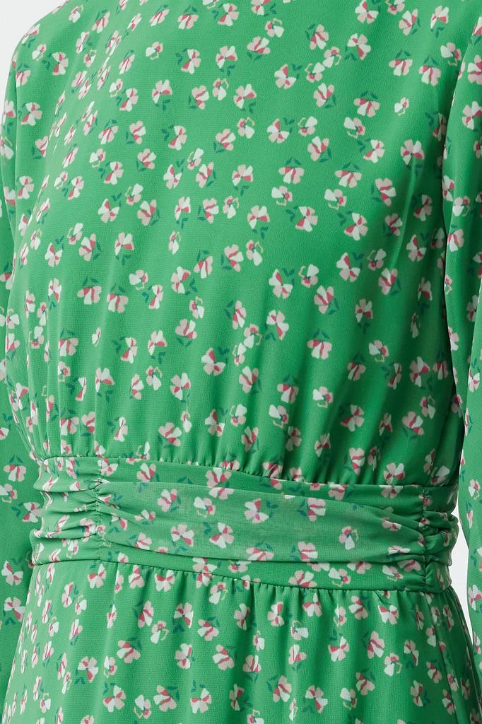 Женское стильное платье-хиджаб с зеленым цветочным принтом, высоким воротником и талией, на подкладке, шифоновое тканое платье