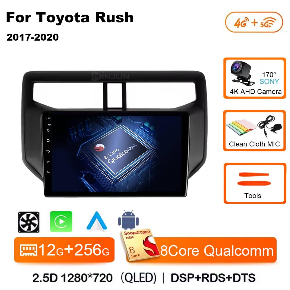 Android14 автомобильное радио для Toyota Rush Daihatsu Terios 2017 2018 2019 2020 Carplay Auto Player GPS стерео WIFI+4G 360 камера BT DSP