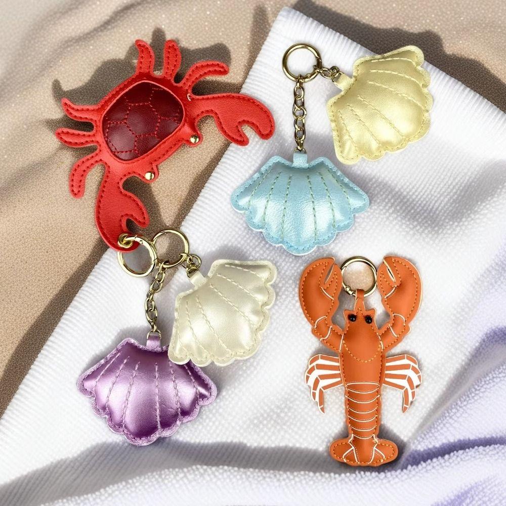 Summer Pu Leather Lobster Pendant Cute Bag Charm Multi-color Pu Crab Keychain Car Accessory