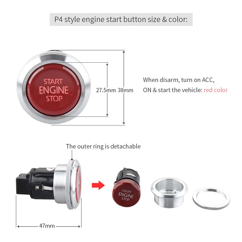 EASYGUARD Replacement push engine start stop button for ec002 es002 ec008 series P4 style