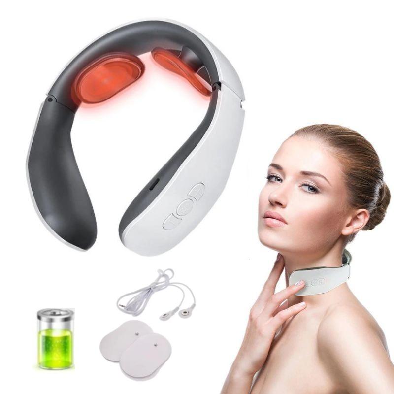 4 Modes 15 Gear Electric Neck Massager EMS Pulse Massage Smart Cervical Spine Massager Can Heating for Muscles Relax Pain Relief Physiotherapy
