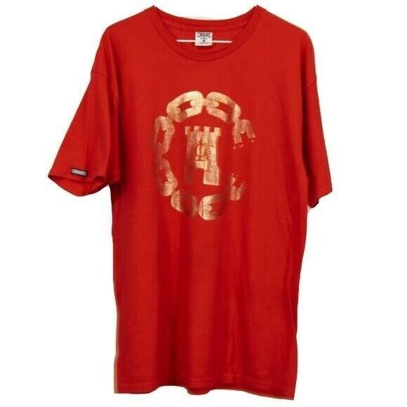 Crooks Castles Red Graphic T-Shirt With Size M Metallic Gold Chain Castle