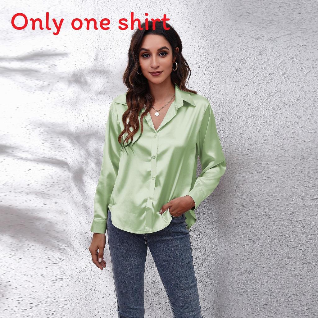Satin Shirt For Women With Long Sleeves And Button Front For Office Wear