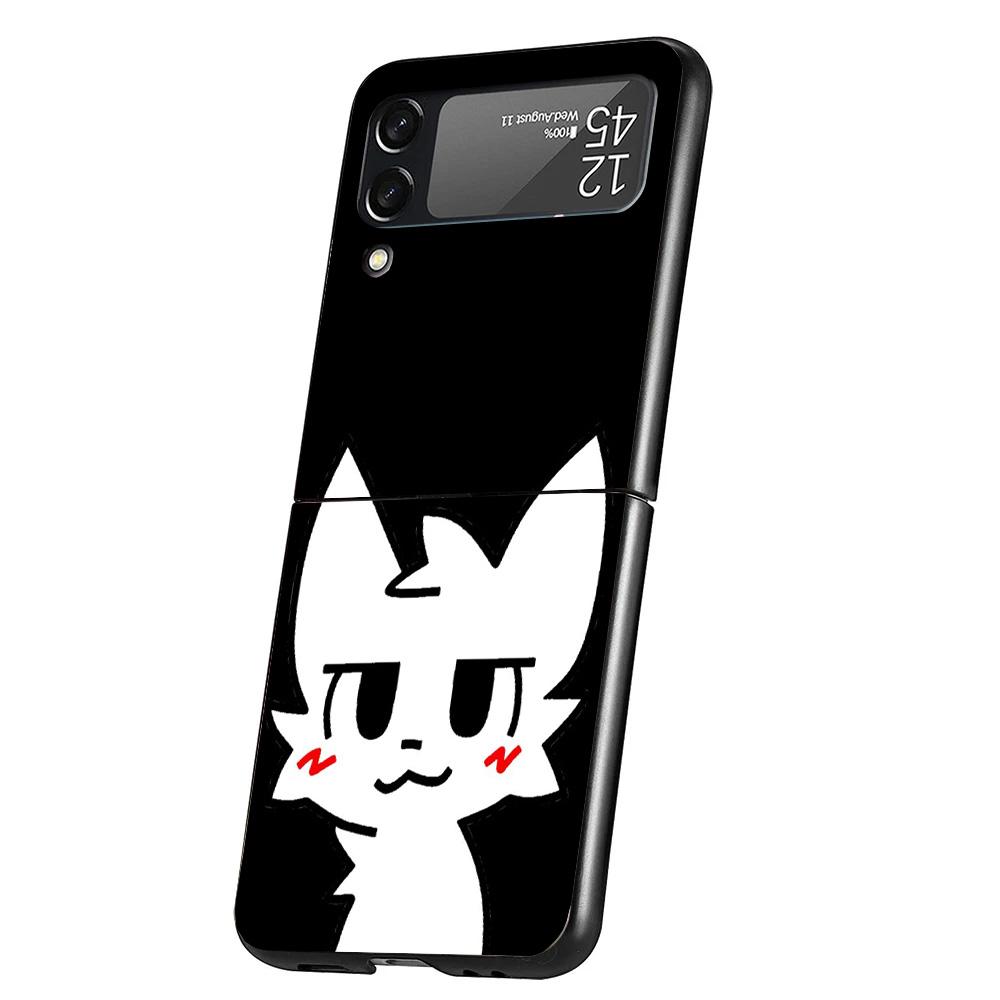 Boykisser Cat Cover Phone Case For Samsung Galaxy Z Flip 7 6 5 4 3 5G Flip7 Flip6 Flip5 Flip4 Flip3 Black Fundas Shell