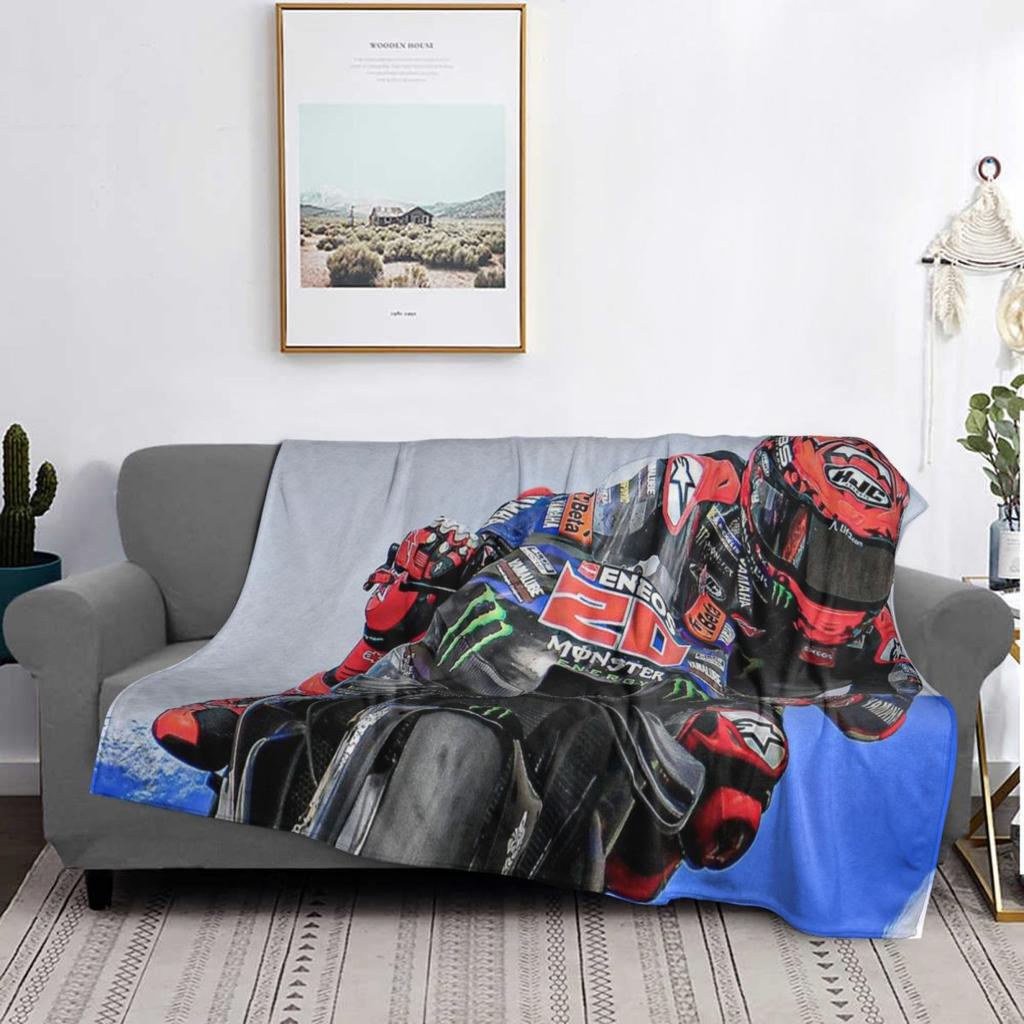Fabio Quartararo French Motorcycle Racer Blankets Soft Warm Flannel Throw Blanket Cover for Living room Picnic Travel Home Sofa